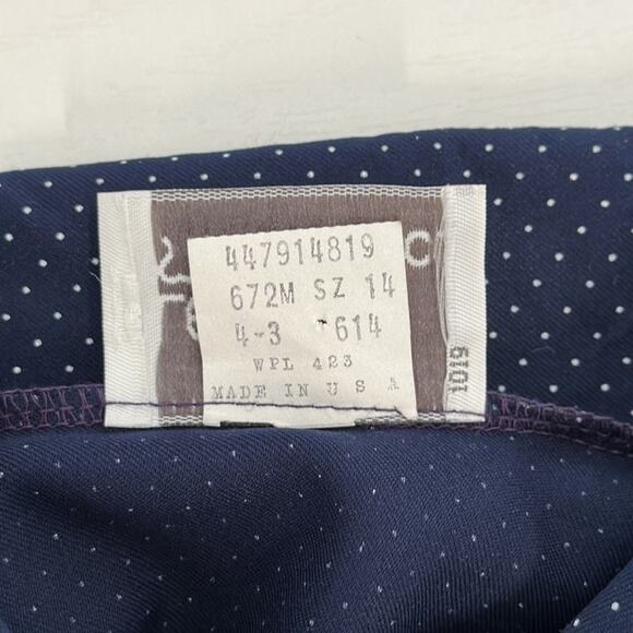 Levi Strauss Button Down Blouse Blue with White Polka Dots Dark Academia Size L - Picture 6 of 12